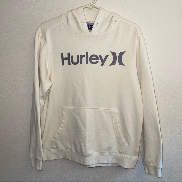 Hurley Men’s Hooded Sweatshirt In Bone Hurley Name And Logo On Front - Picture 3 of 14